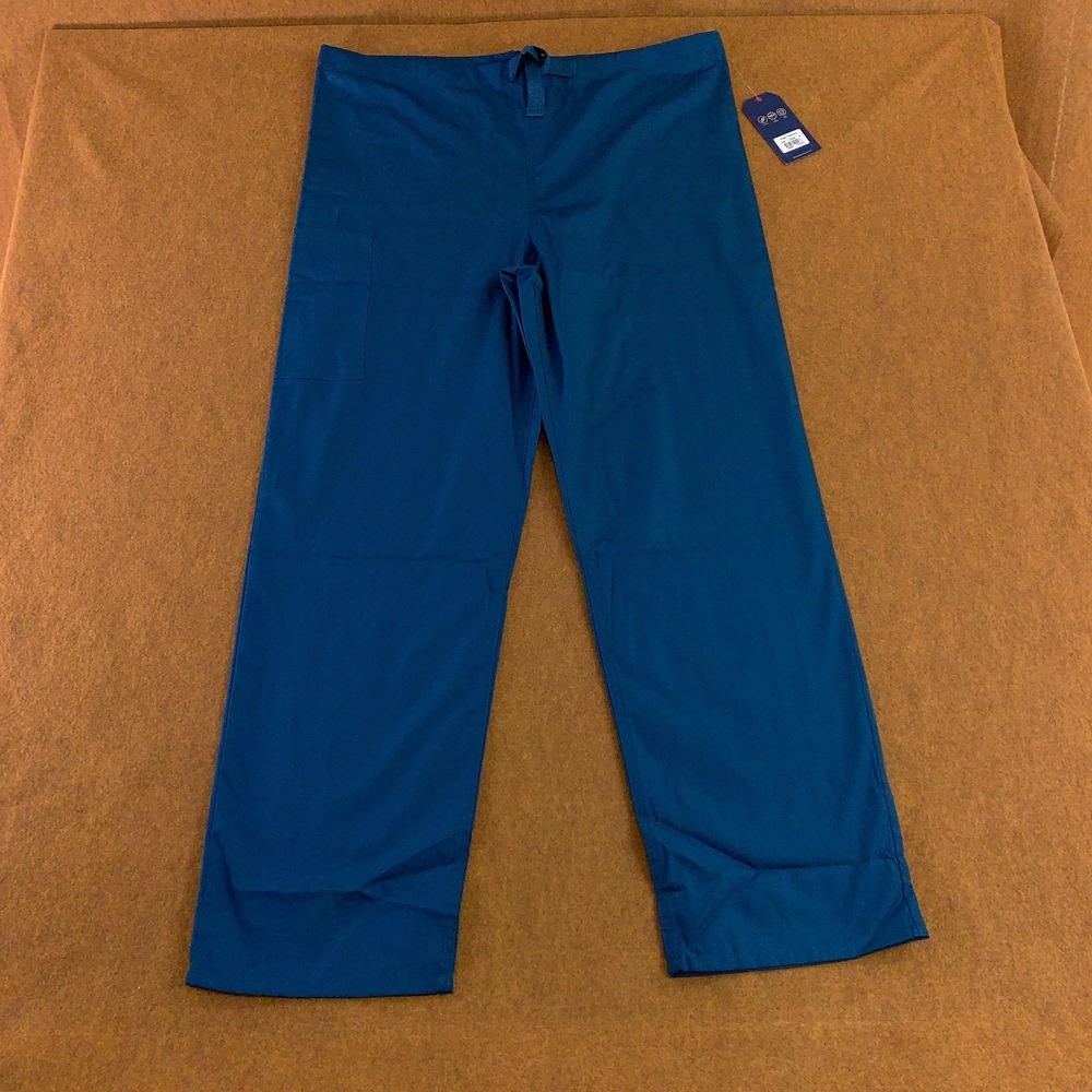 Cherokee Unisex Medium Caribbean Blue Drawstring 2-Pocket Cargo Scrub Pant NWT